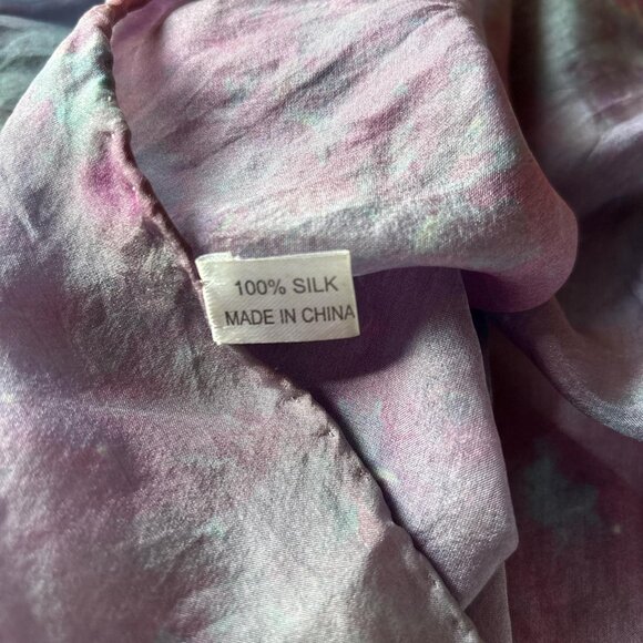 Hand Dyed Silk Scarf Purple Womens Small Batch Ice Dye Boho - Picture 8 of 8